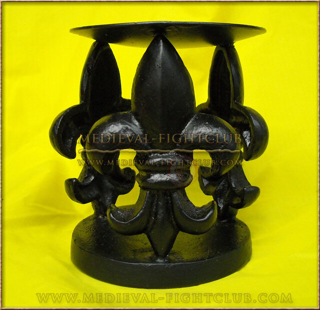 Black Metal Candle Holder with triple Fleur de Lys