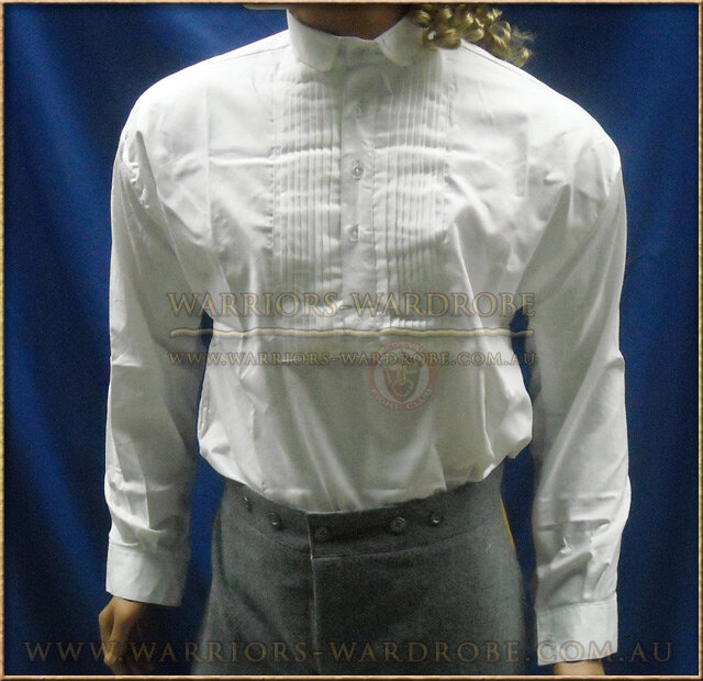 Civil-War Pleated Front Collared Dress Shirt