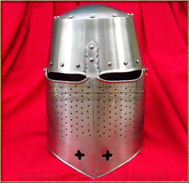 Barrel Helm - domed top with chin crosses