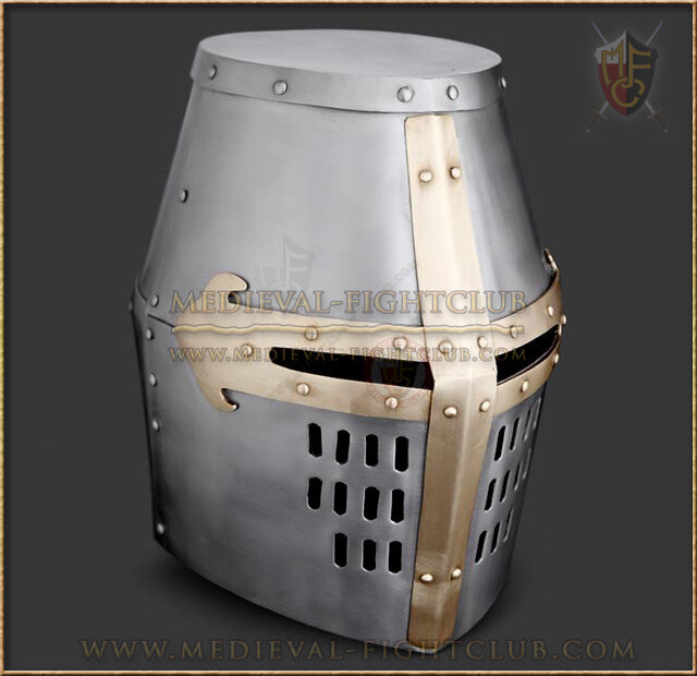 Crusader Great Helmet - brass cross