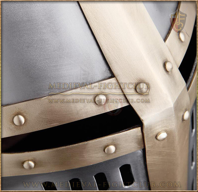 Crusader Great Helmet - brass cross